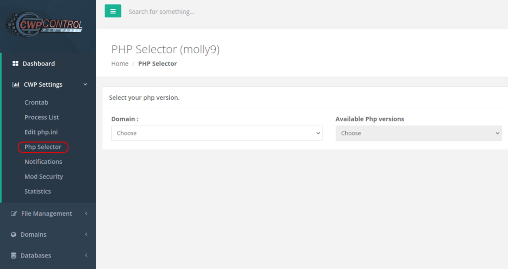 php selector cwp